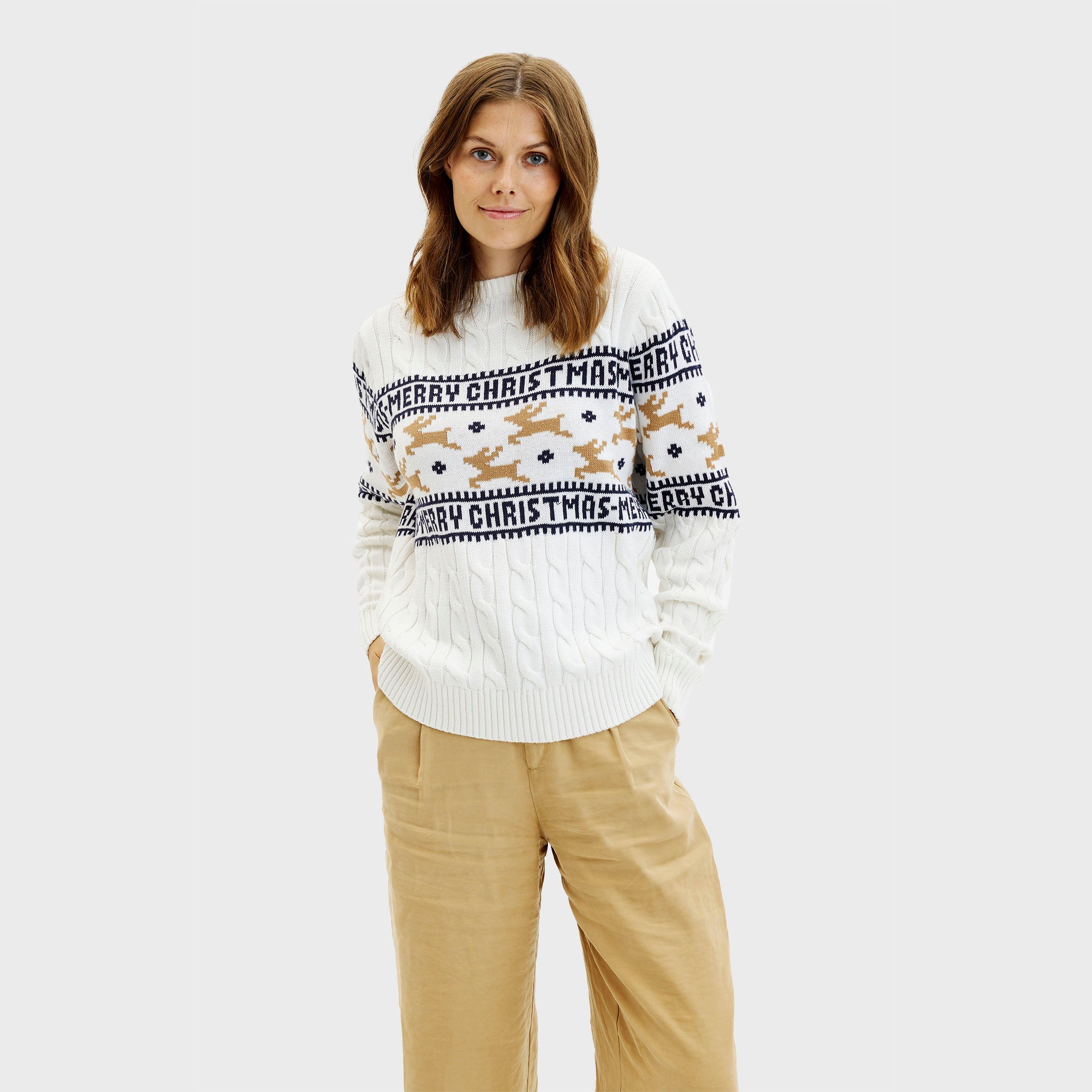 The Elegant White Christmas Sweater β Women